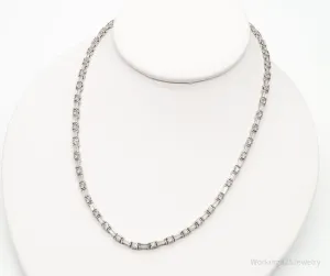 Vintage Cubic Zirconia Platinum Clad Sterling Silver Necklace 16"