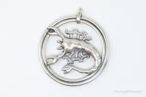 Vintage Designer Van Dell Scorpion Scorpio Sterling Silver Pendant