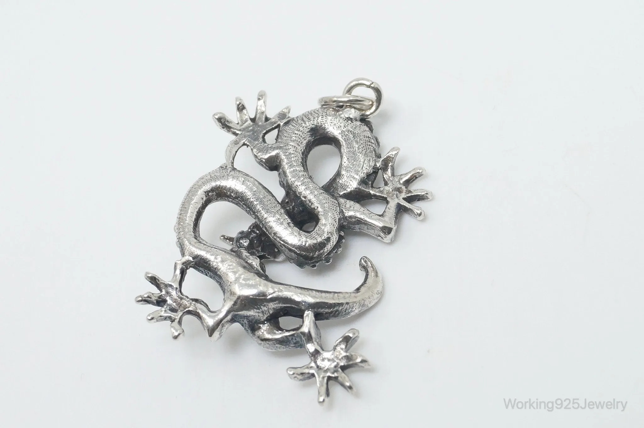 Vintage Dragon Sterling Silver Necklace Pendant