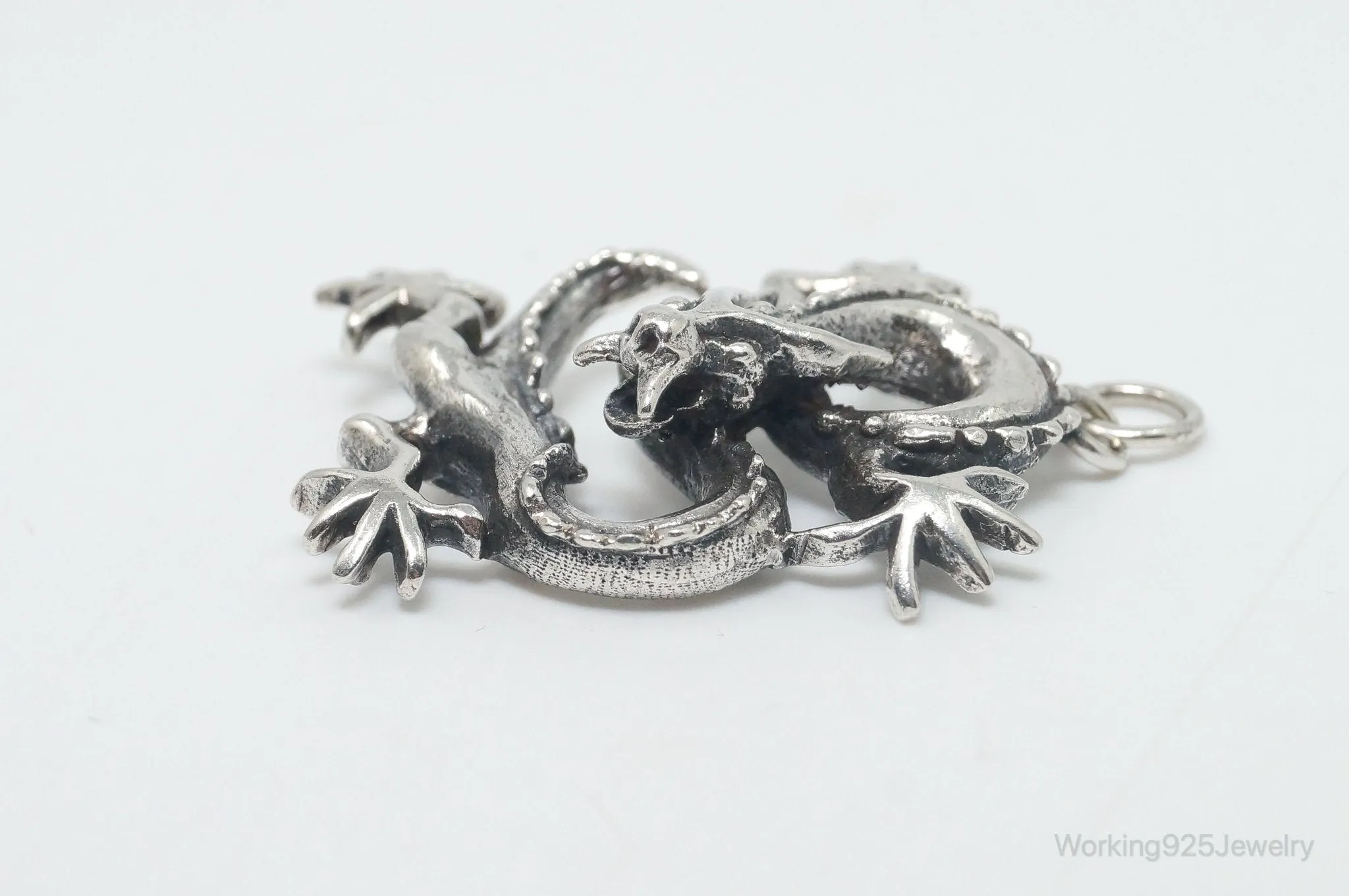 Vintage Dragon Sterling Silver Necklace Pendant