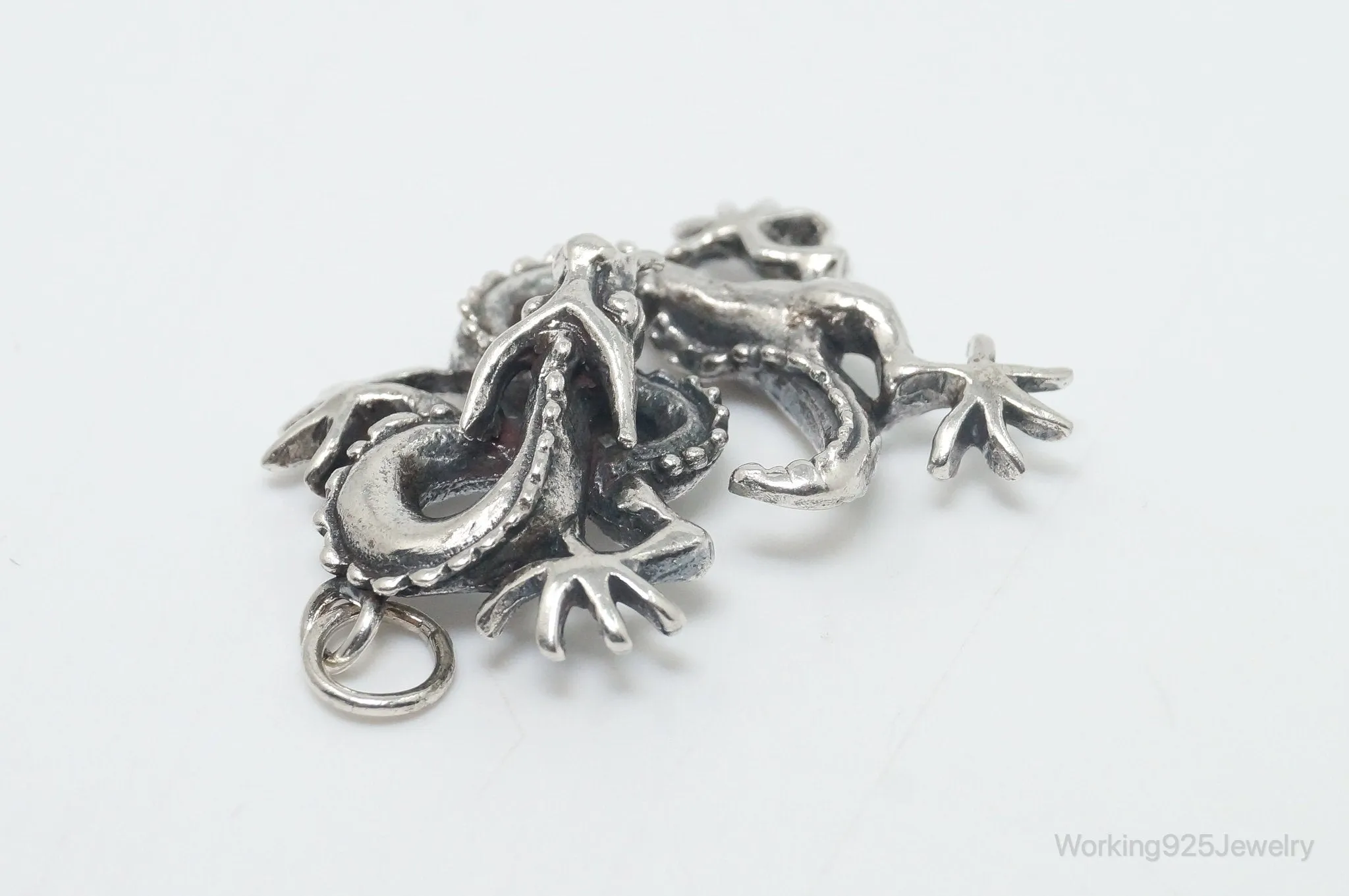 Vintage Dragon Sterling Silver Necklace Pendant