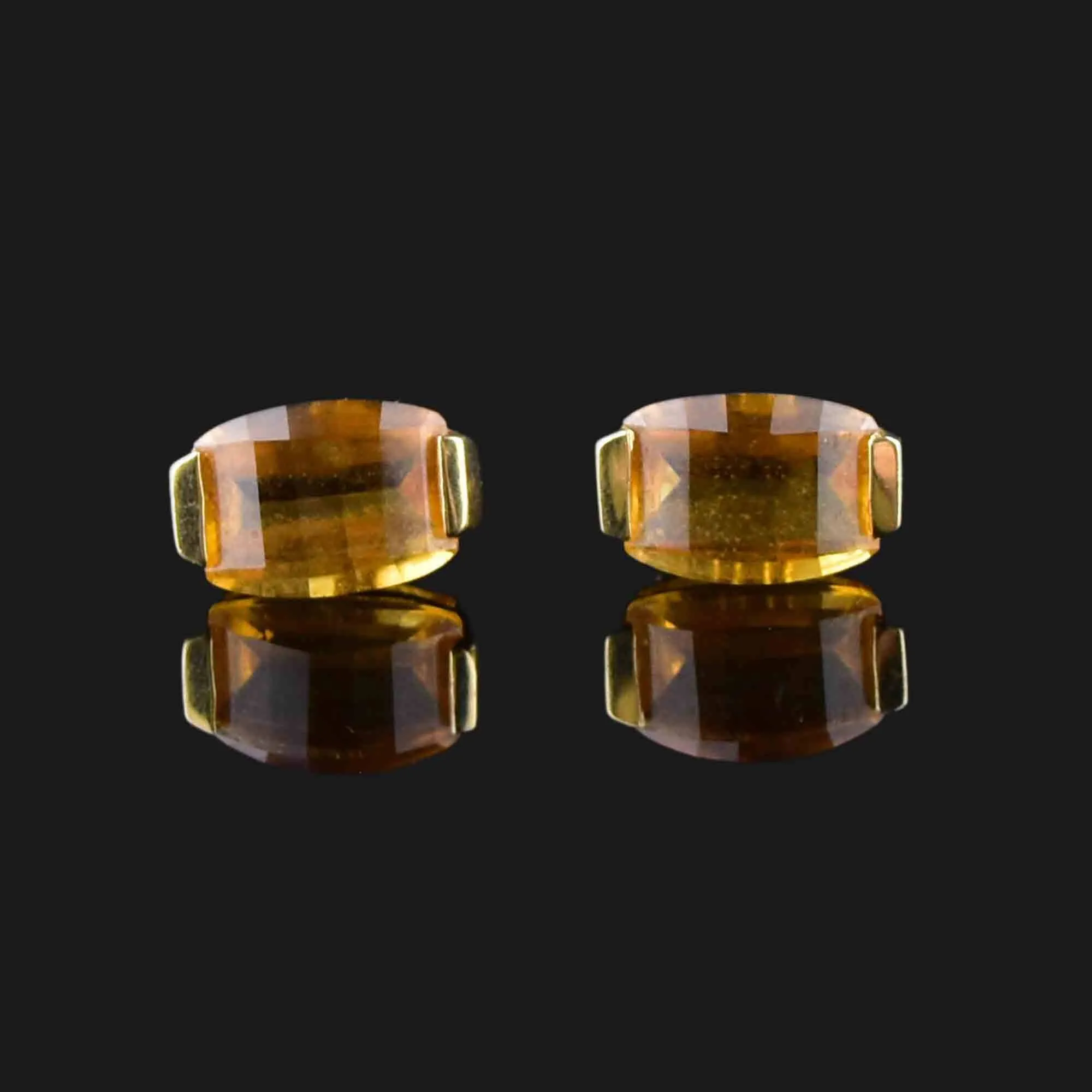 Vintage Fancy Cut Citrine Stud Earrings in 14K Gold