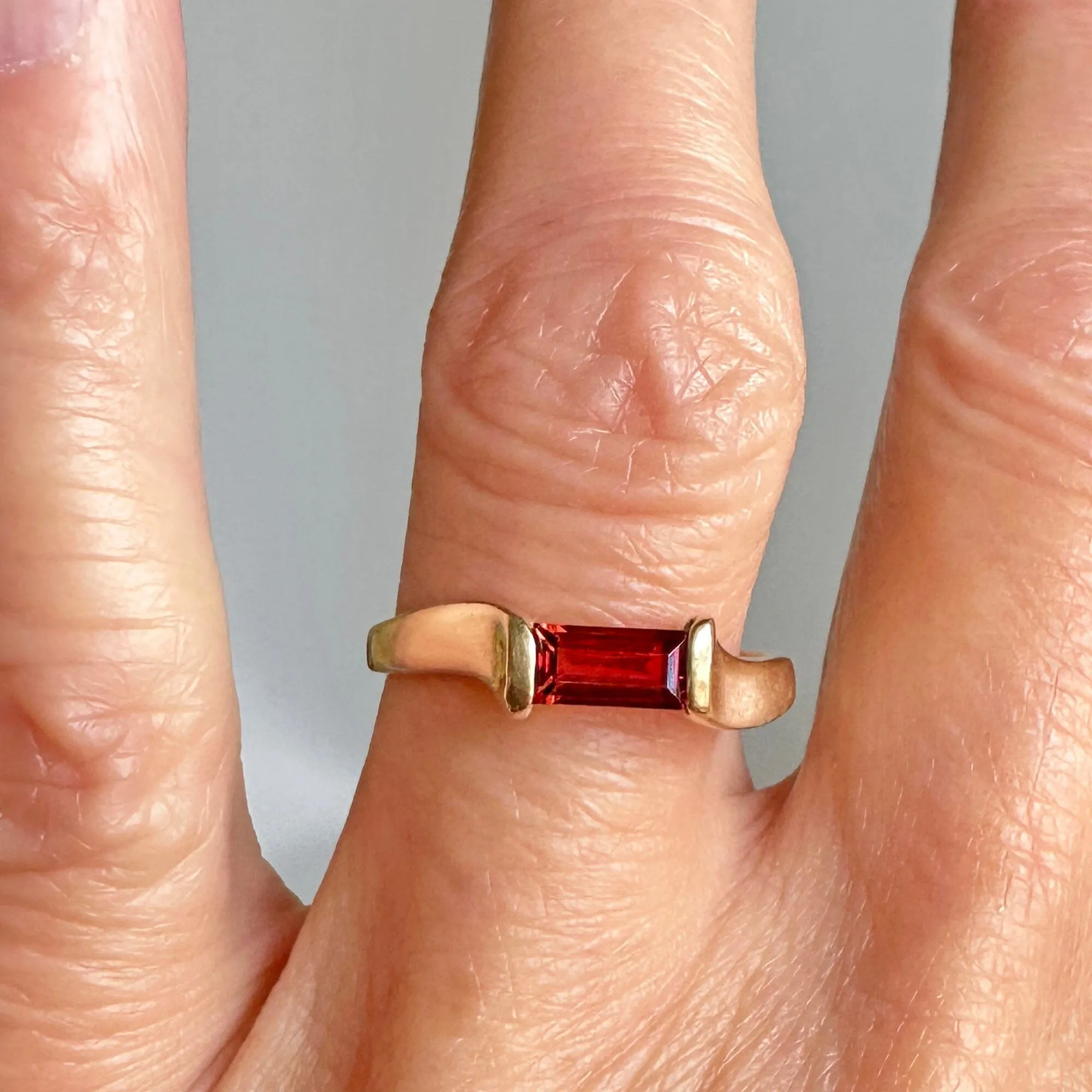 Vintage Gold Baguette Madeira Citrine Ring