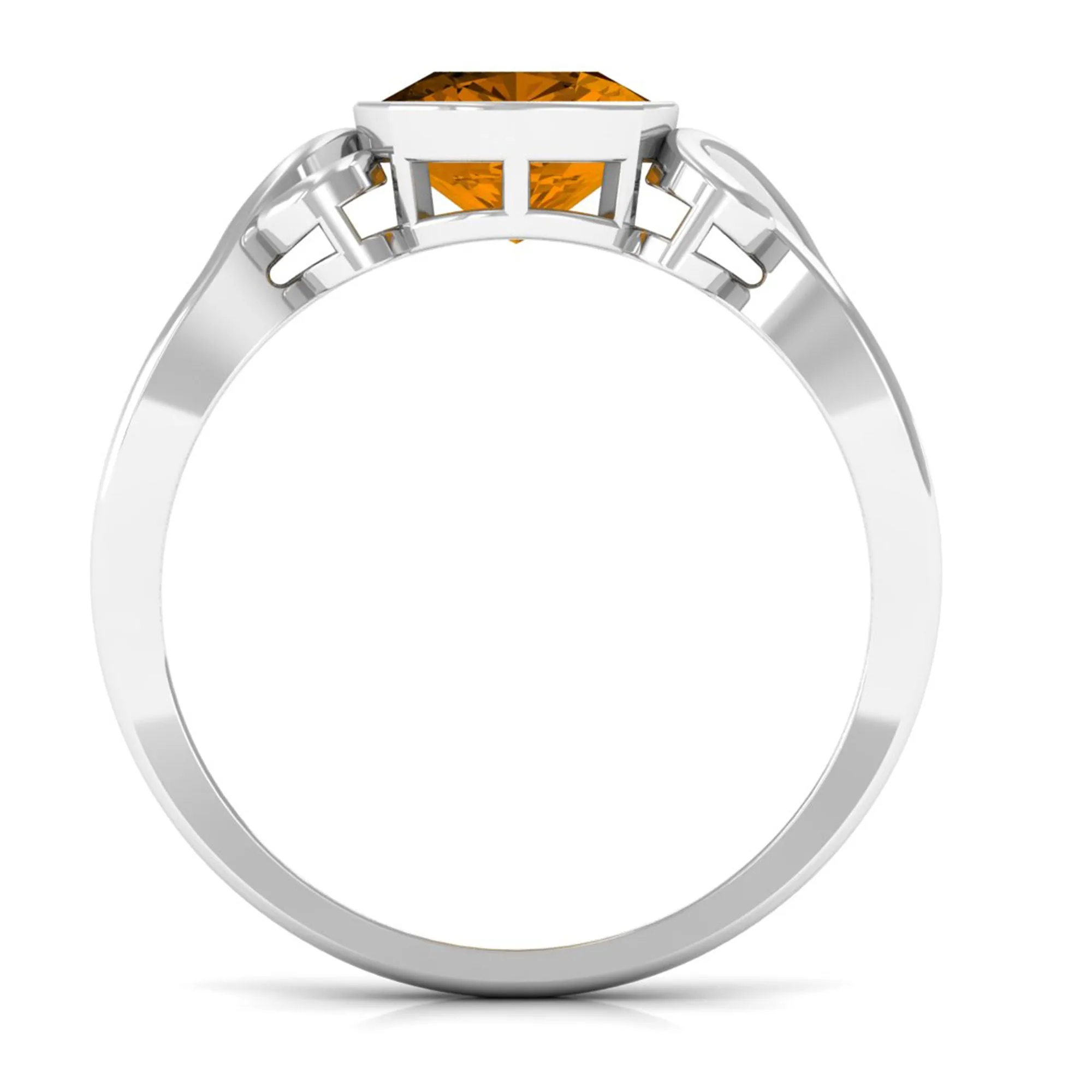 Vintage Style Cushion Citrine Solitaire Ring in Bezel Setting