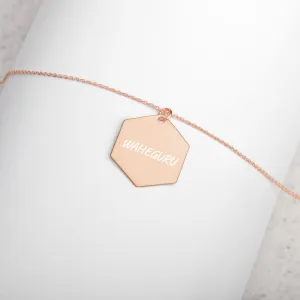 WAHEGURU - Engraved Silver Hexagon Necklace