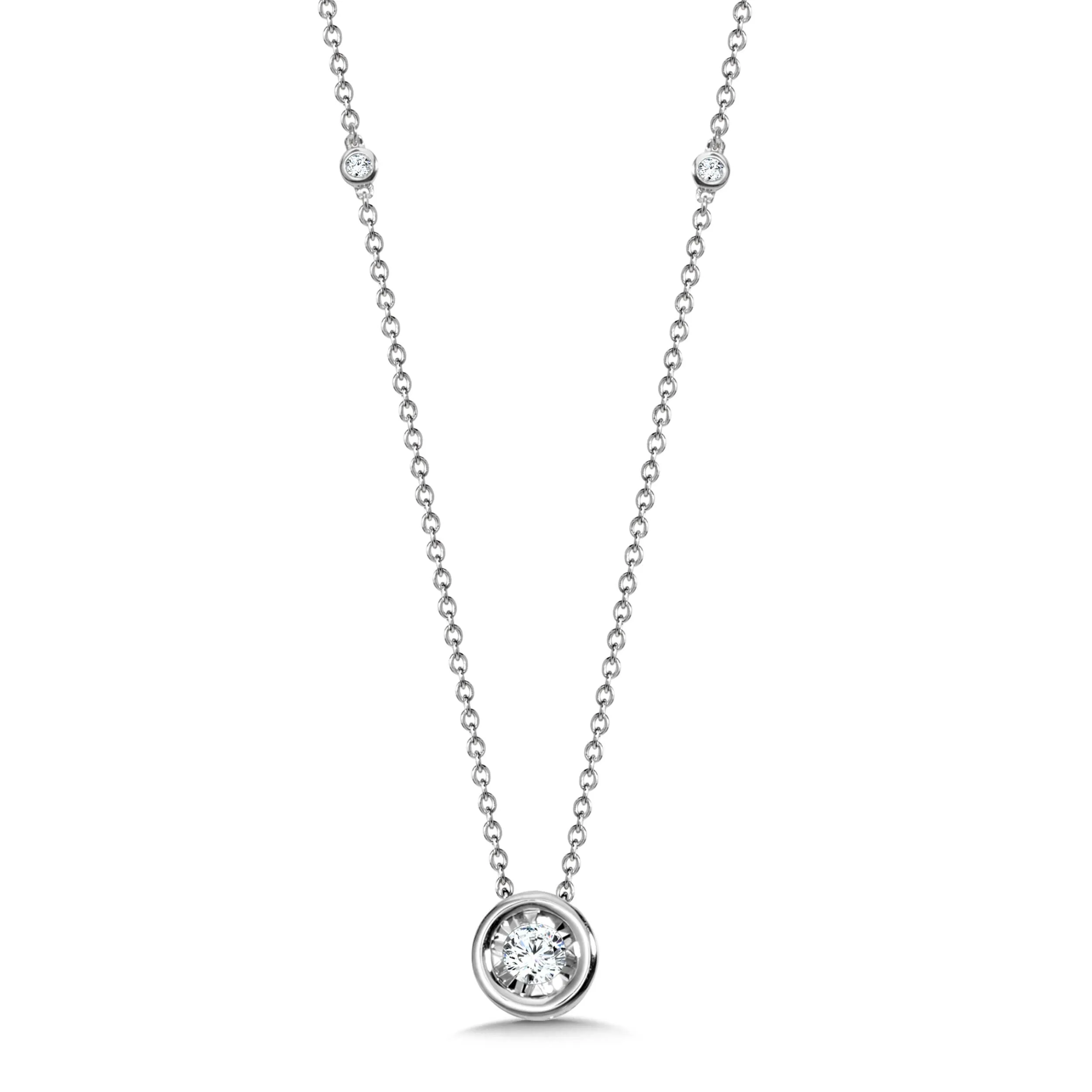 White Gold Solitaire Diamond Pendant