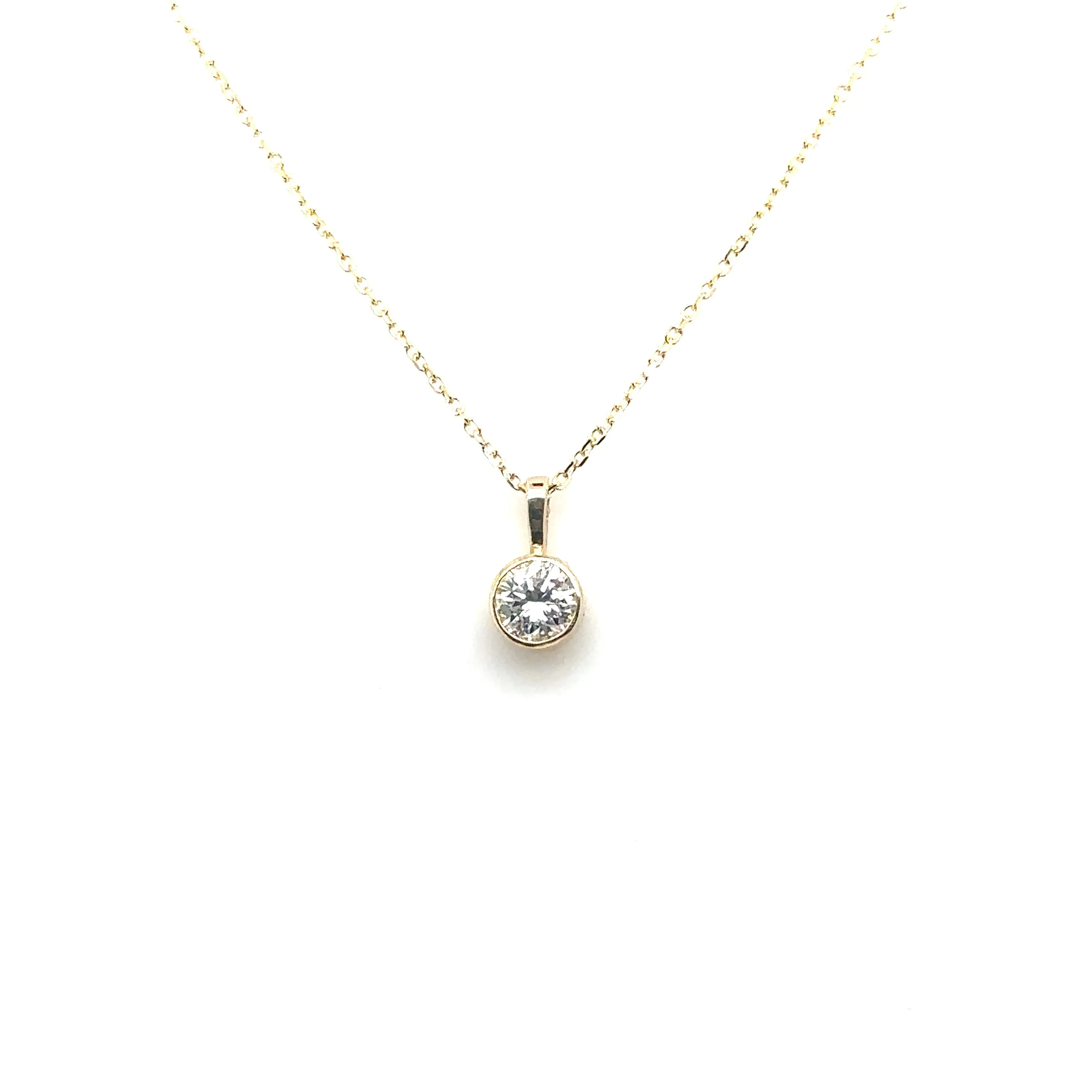 Yellow Gold Bezel Set Diamond Pendant