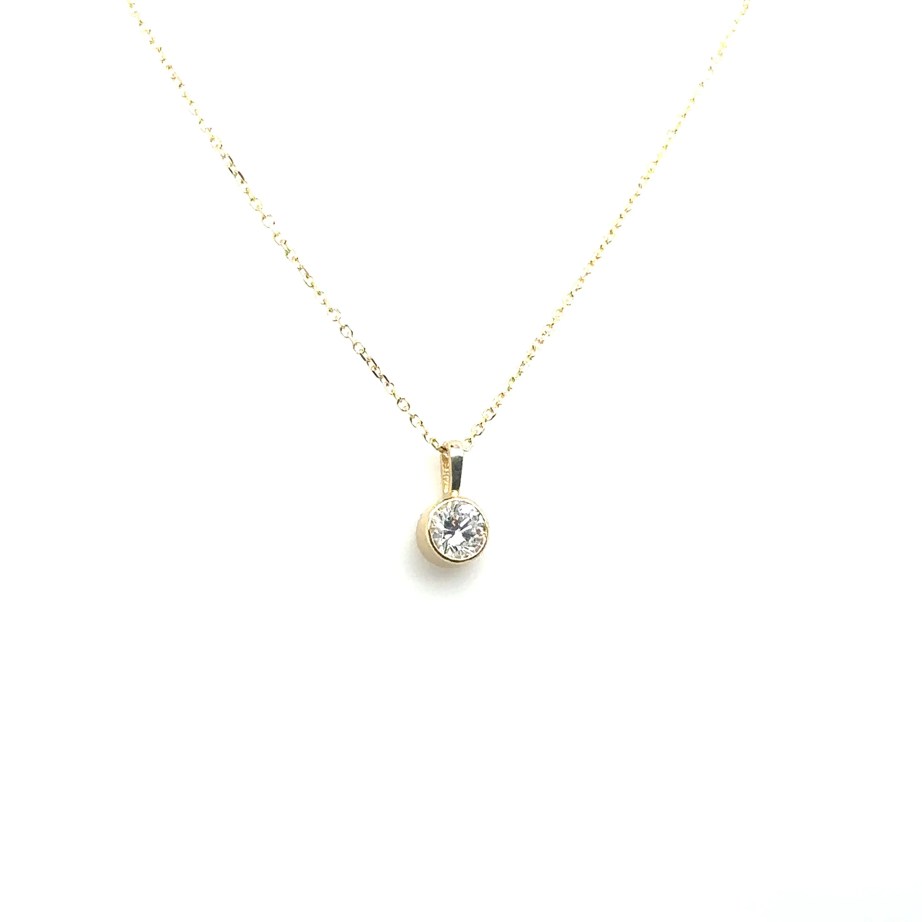 Yellow Gold Bezel Set Diamond Pendant