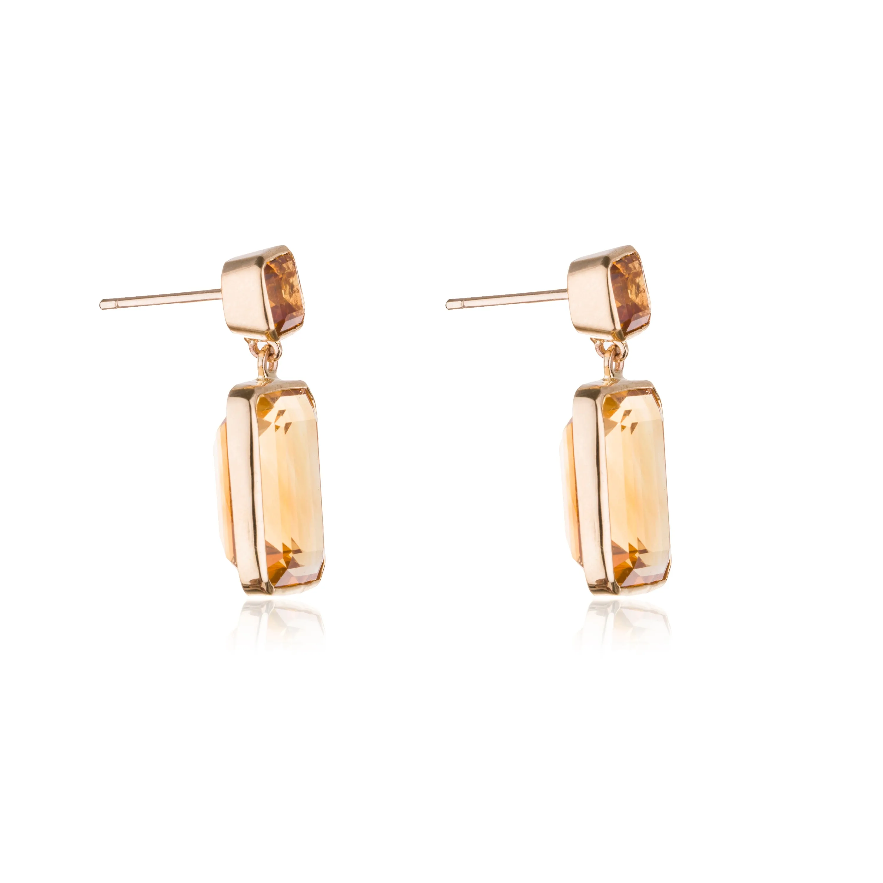 Zoya Emerald Cut Citrine Drops, 18K Gold